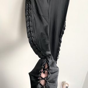 Pleather Lace Up Leggings